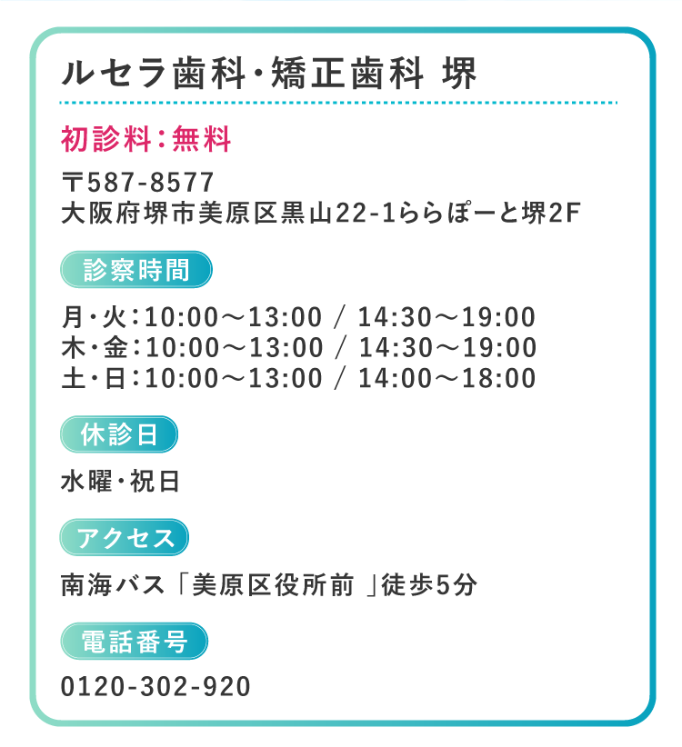 ルセラ歯科・矯正歯科堺住所